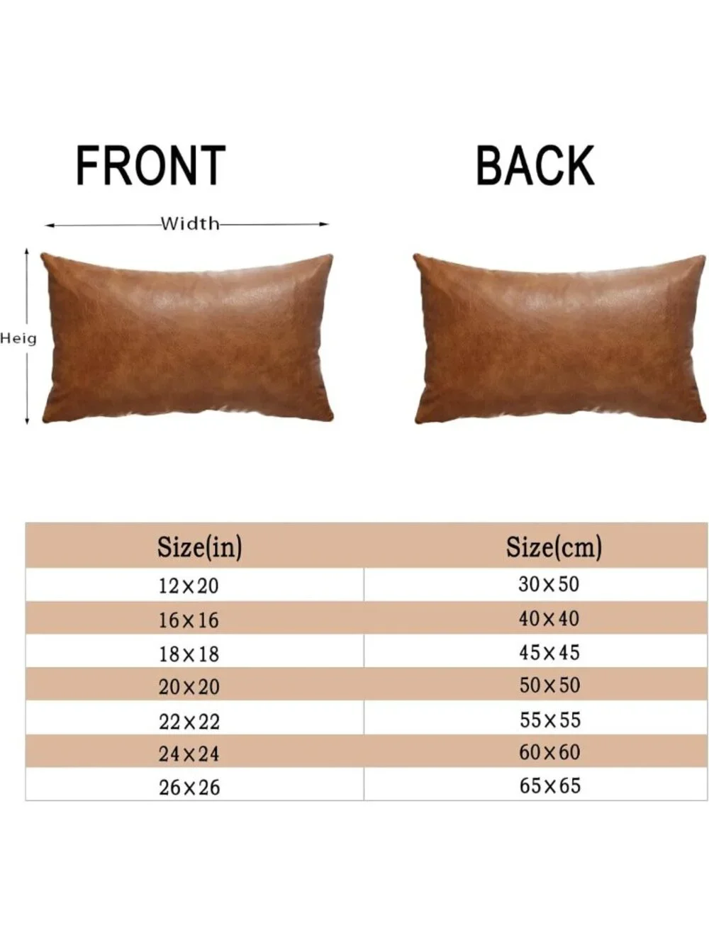 Set of 2 Brown Faux Leather Throw Pillow Covers 12x20 Inch Decorative Cushions